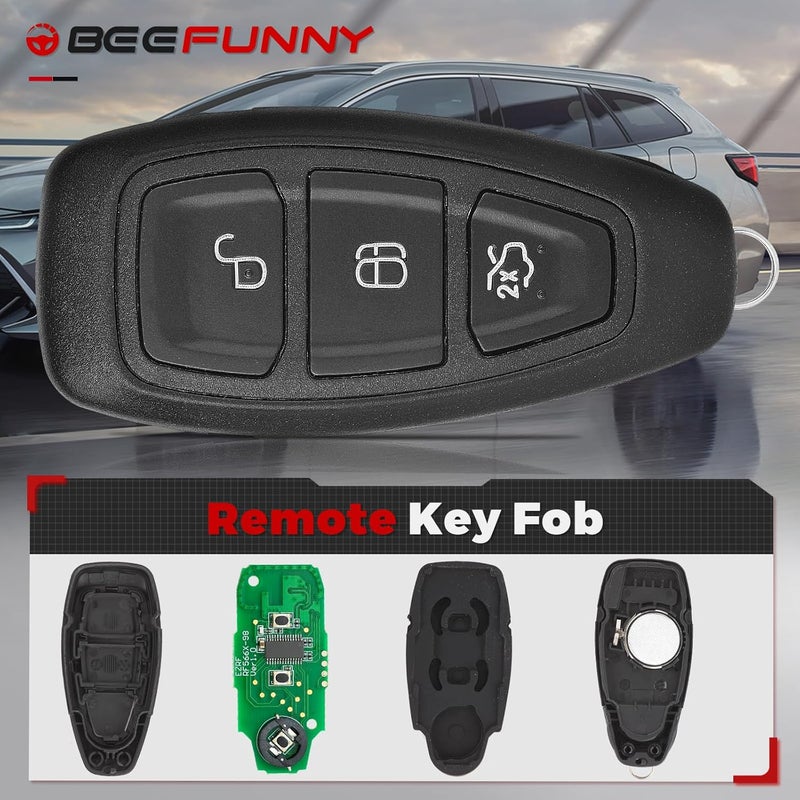 Beefunny Replacement Flip Remote Keyless Entry Key Fob for Ford Focus, C-Max, and Fiesta (2011-2019) with 3 Buttons and 4D63 Chip - Image 3