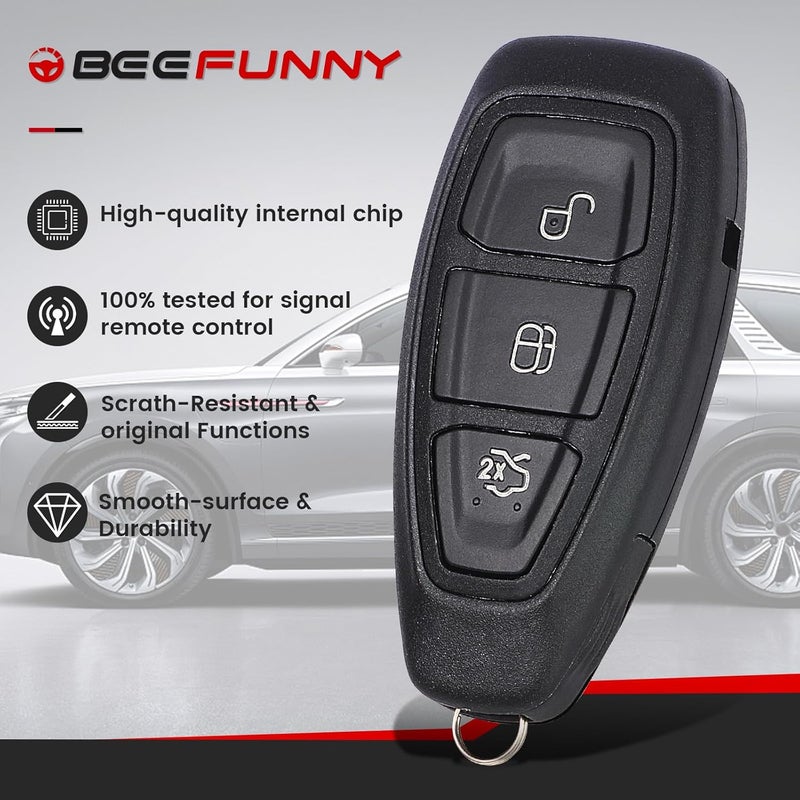 Beefunny Replacement Flip Remote Keyless Entry Key Fob for Ford Focus, C-Max, and Fiesta (2011-2019) with 3 Buttons and 4D63 Chip - Image 5