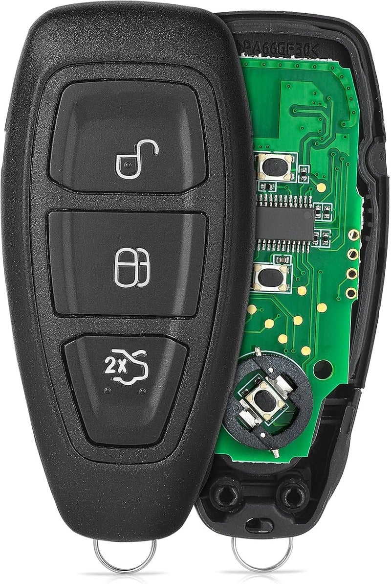 Beefunny Replacement Flip Remote Keyless Entry Key Fob for Ford Focus, C-Max, and Fiesta (2011-2019) with 3 Buttons and 4D63 Chip - Image 1