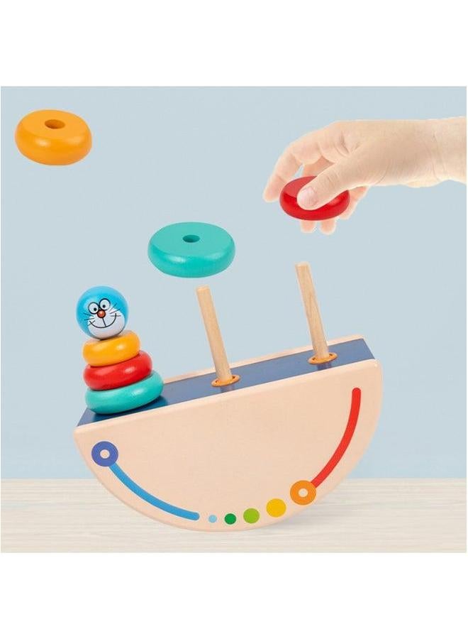 Wooden Multifunctional Balance Set Column Tumbler Children's Baby Early Education Enlightenment Educational Building Blocks Toy-Color:Balance Jacket - Image 4