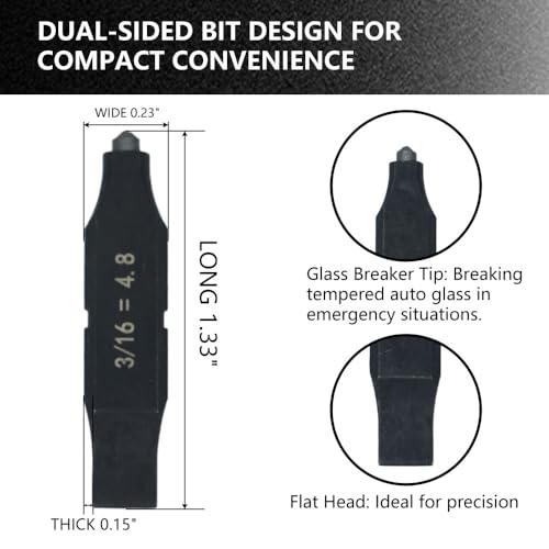 Cosmedge 3Pack Glass Breaker Bit Set for Leatherman, Replacement Double-Ended Flat Screwdriver Bits,Tungsten Carbide Glass Breaking Tip + 3/16 Flat Head for Leatherman Multitool Accessories (S2 Steel) - Image 5