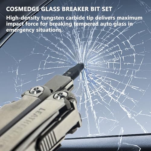Cosmedge 3Pack Glass Breaker Bit Set for Leatherman, Replacement Double-Ended Flat Screwdriver Bits,Tungsten Carbide Glass Breaking Tip + 3/16 Flat Head for Leatherman Multitool Accessories (S2 Steel) - Image 2