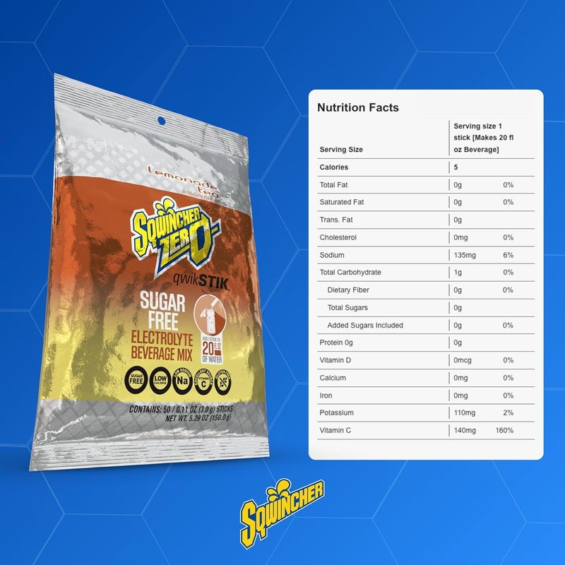 Sqwincher Zero Qwik Stik Sugar Free Lemonade Tea - Image 2