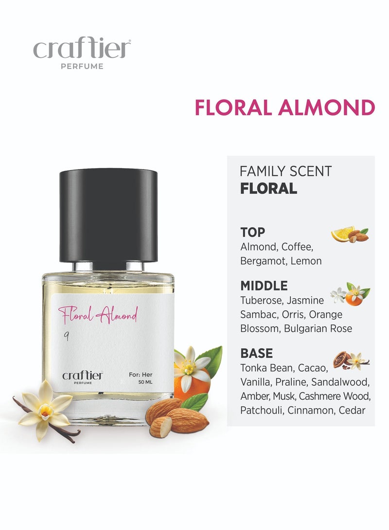 Craftier Perfume FLORAL ALMOND - Inspired of-GOOD GIRL, Eau De Parfum for Women - 50ml, Long Lasting Floral Fragrance Upto 8-12 Hrs, Travel Size Women's Perfume - Image 3