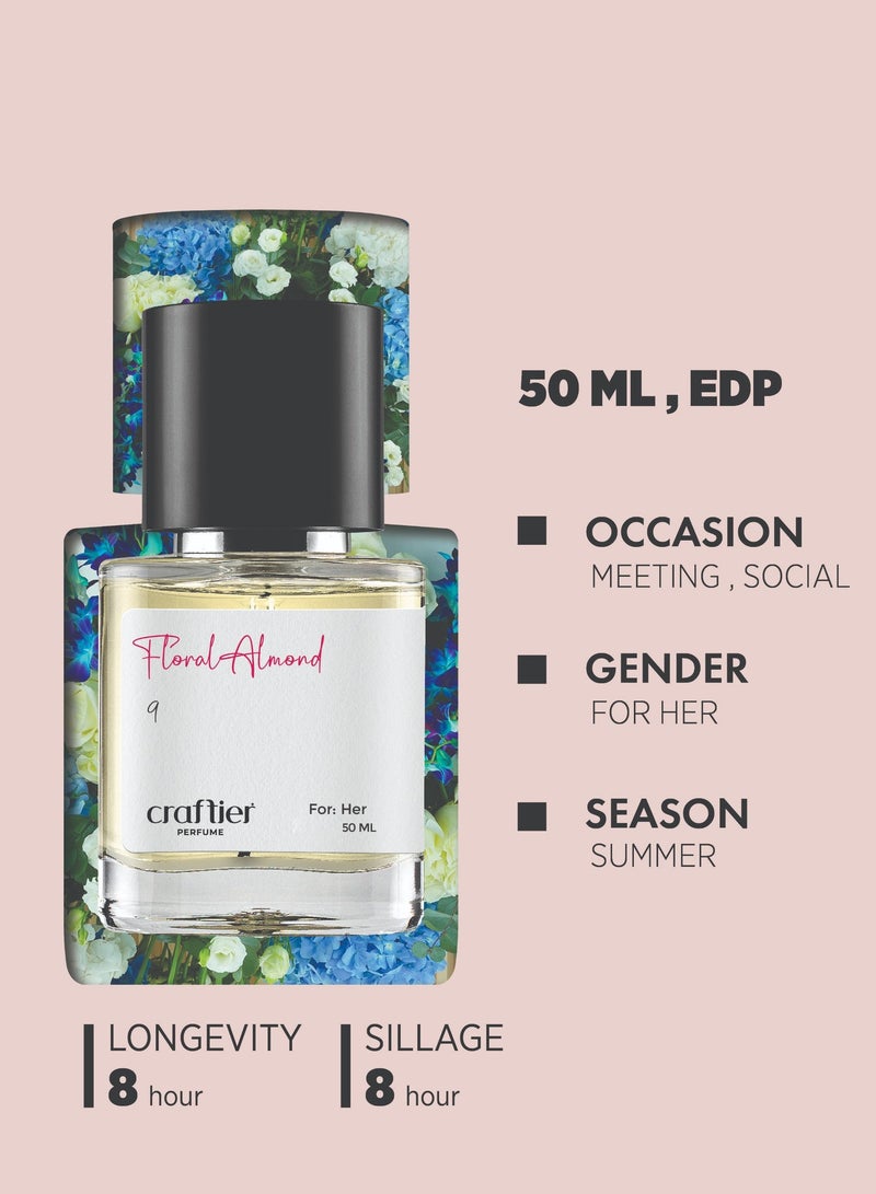 Craftier Perfume FLORAL ALMOND - Inspired of-GOOD GIRL, Eau De Parfum for Women - 50ml, Long Lasting Floral Fragrance Upto 8-12 Hrs, Travel Size Women's Perfume - Image 4
