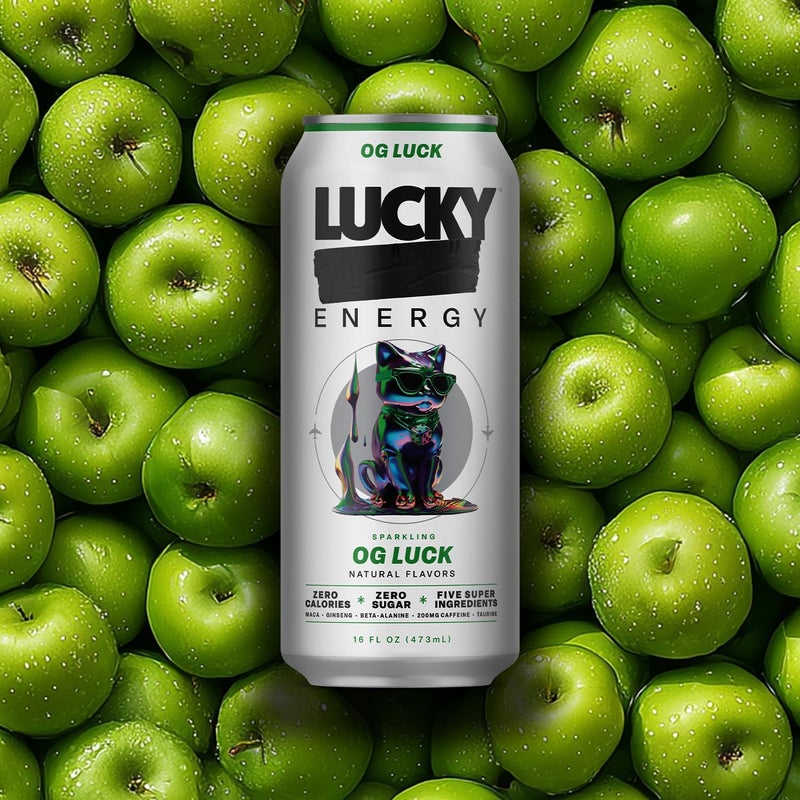 Lucky Energy Sugar Free Energy Drinks, OG Luck, 16oz Cans (12-Pack) Healthy, Zero Sugar Energy Drink with Maca, Ginseng, Beta-Alanine, Taurine & 200mg Caffeine - Image 4