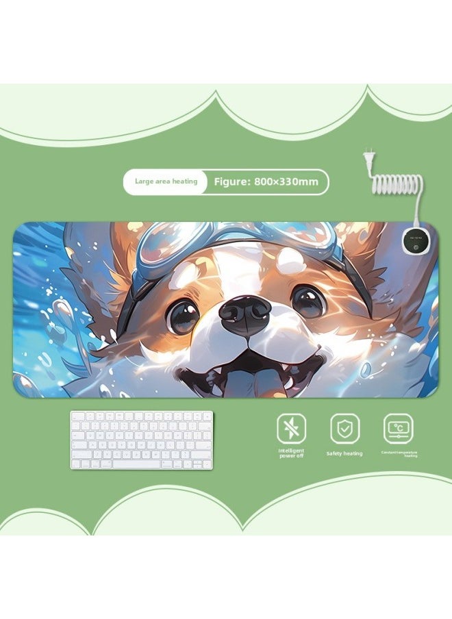 Cure Puppy Heating Heating Pad Warm Table Pad Office Computer Desktop Heating Mouse Pad Draft Do Not Shoot-Color:800x330mm-Pattern:Jr-healing Puppy 134  - Image 1