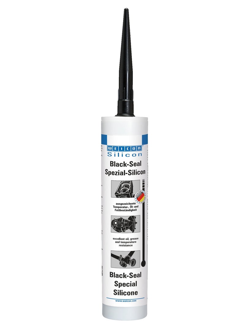 Weicon Black-Seal, 310 ml, Catridge Silicone Adhesive Sealing Compound for Bonding Sealing of Pump Tanks Motor Gearbox Pressure- Heat Resistant Black, Grey  - Image 1