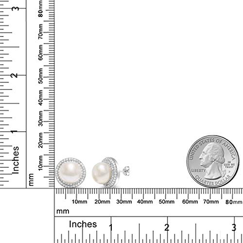 Gem Stone King 925 Sterling Silver 9MM Cultured Freshwater Pearl Button Stud Earrings For Women | Fine Jewelry Gifts for Her Mom Women Wife - Image 5