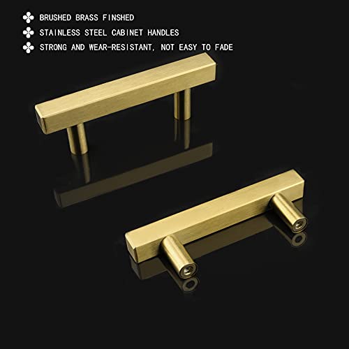 goldenwarm 3in Gold Drawer Pulls Brushed Brass Cabinet Pulls 15 Pack - LS1212GD76 Gold Drawer Knobs Kitchen Hardware Bathroom Cabinet Knobs Door Handle 5in(128mm) Overall Length - Image 3