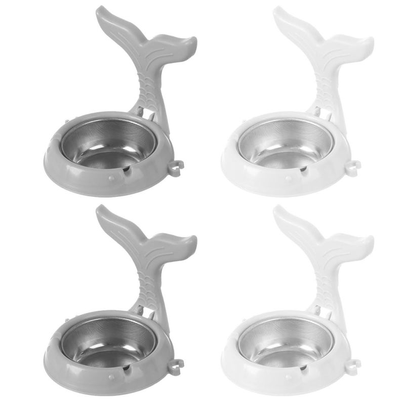 Wall Mount Foldable Windproof Ashtray Large Capacity Stainless Steel Ash Holder 4pcs White Gray - Image 2