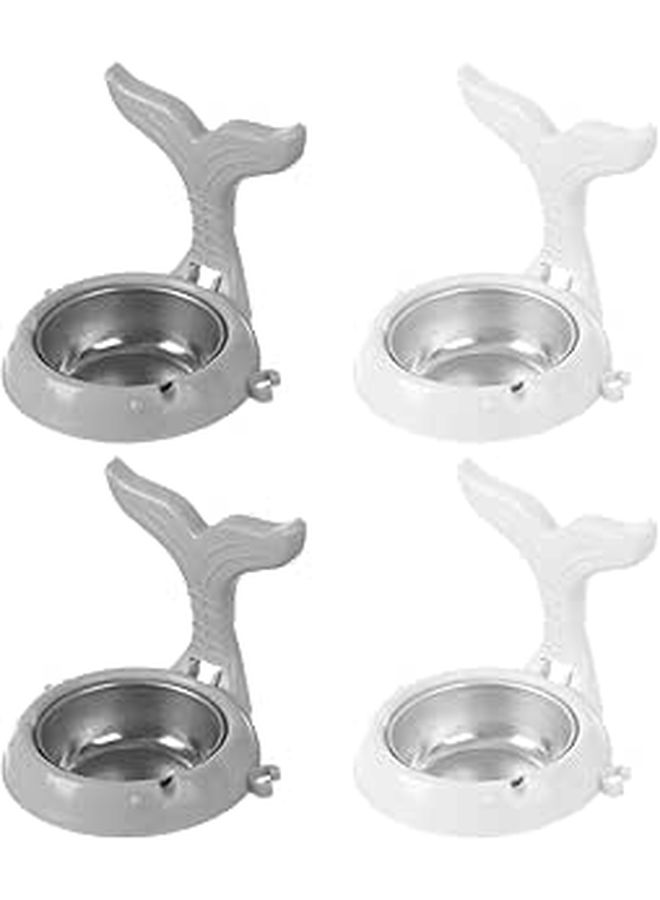Wall Mount Foldable Windproof Ashtray Large Capacity Stainless Steel Ash Holder 4pcs White Gray - Image 1