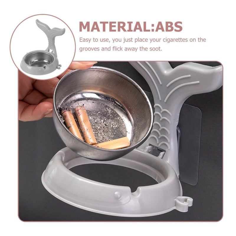 Wall Mount Foldable Windproof Ashtray Large Capacity Stainless Steel Ash Holder 4pcs White Gray - Image 5