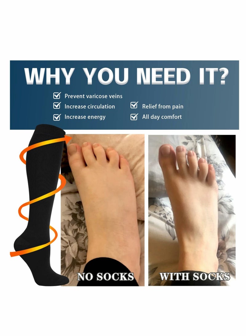 Captaintech Compression Socks, 4 Pairs for Women and Men, 20-30 mmHg is Best for Athletic, Travel, Running, Fitness, Reduce Calf Pain Faster Recovery L/XL - Image 2