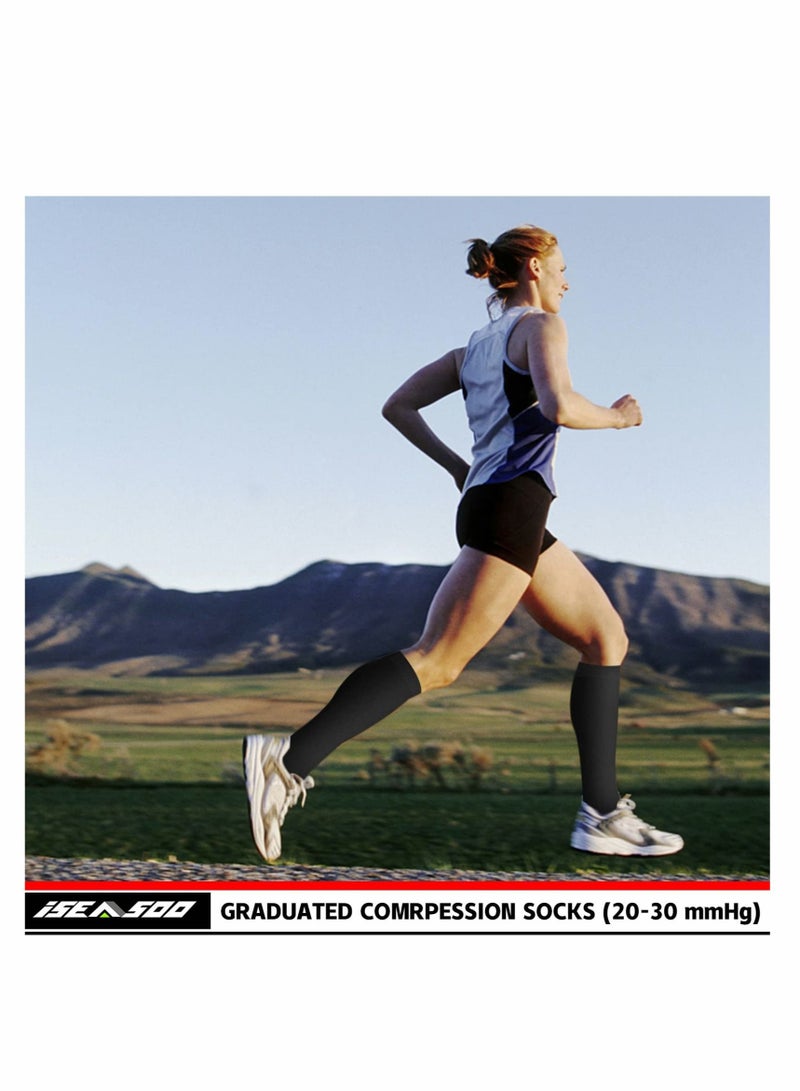 Captaintech Compression Socks, 4 Pairs for Women and Men, 20-30 mmHg is Best for Athletic, Travel, Running, Fitness, Reduce Calf Pain Faster Recovery L/XL - Image 4