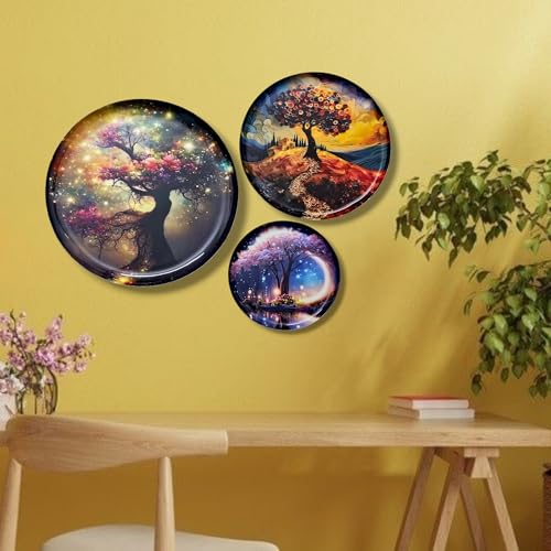 Noblenest 3 Pcs Madhubani Metal Wall Plates 12, 10, 8 Inch, Wall Decoration Items For Living Room, Bedroom, Office | Wall Decor, Gift Items, Wall Hanging Decorations (Tree of Life) - Image 2