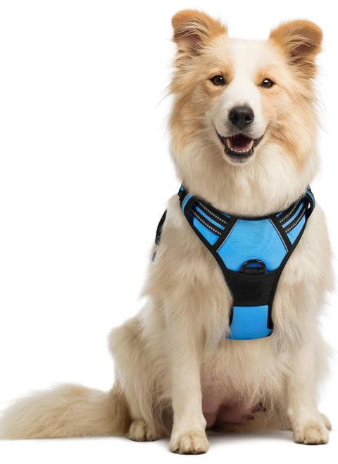 rabbitgoo Dog Harness Medium No Pull Pet Harness with 2 Leash Clips, Adjustable Soft Padded Pet Vest Harness, Reflective No-Choke with Easy Control Handle for Training or Walking
