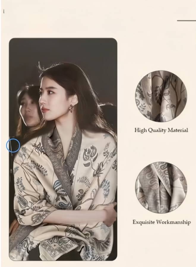 Two Tone Womens Shawl Wraps, 60 * 185cm Cashmere Shawl, Scarf Wrap for Evening Dress, Winter Thick Warm Knitted Scarf Blanket, Front-Open Poncho Cape for Traveling, Wedding Party, Home, Office - Image 3