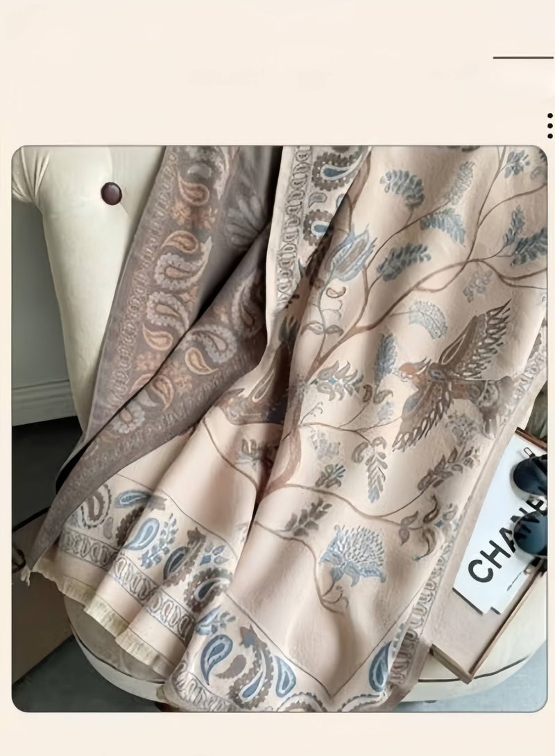 Two Tone Womens Shawl Wraps, 60 * 185cm Cashmere Shawl, Scarf Wrap for Evening Dress, Winter Thick Warm Knitted Scarf Blanket, Front-Open Poncho Cape for Traveling, Wedding Party, Home, Office - Image 4