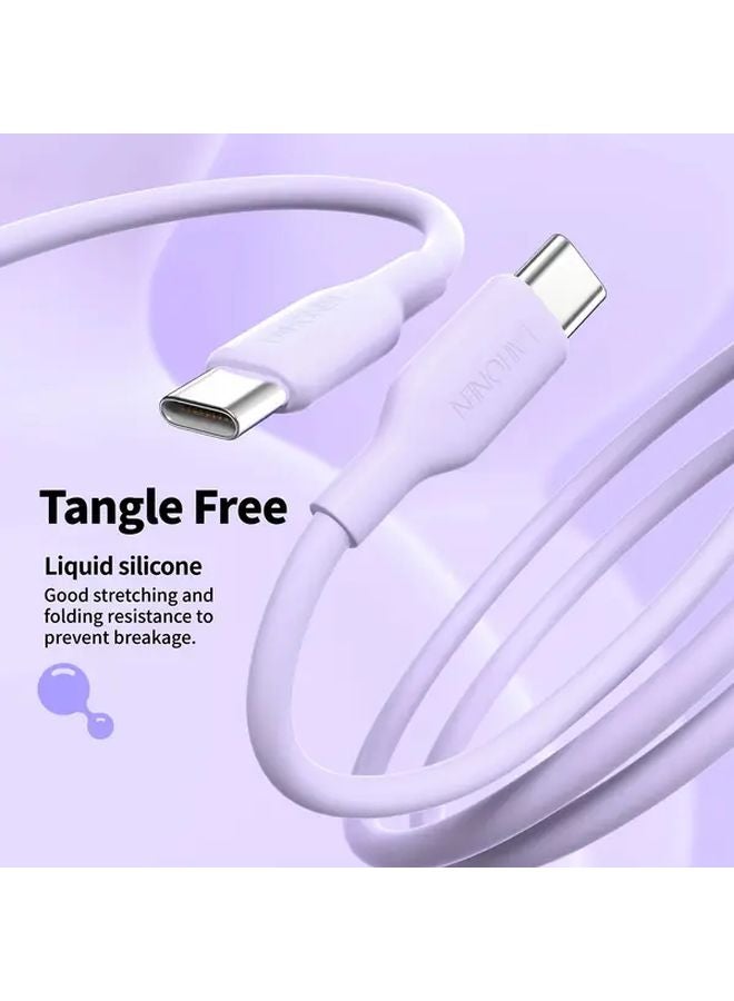 قطعتان من كابل الشحن السريع USB C إلى C بطول 6 أقدام (2 متر) مع تقنية PD بقدرة 60 وات لتوصيل الطاقة، باللون الأسود - Image 5