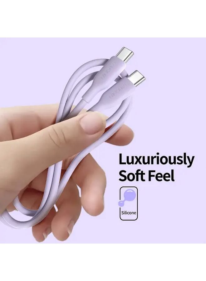قطعتان من كابل الشحن السريع USB C إلى C بطول 6 أقدام (2 متر) مع تقنية PD بقدرة 60 وات لتوصيل الطاقة، باللون الأسود - Image 3