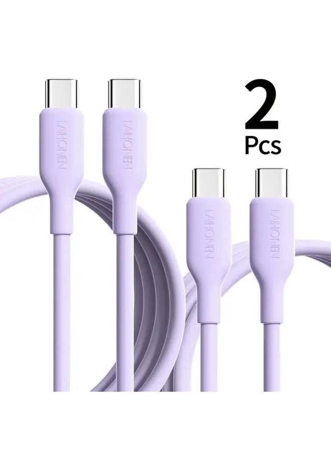 قطعتان من كابل الشحن السريع USB C إلى C بطول 6 أقدام (2 متر) مع تقنية PD بقدرة 60 وات لتوصيل الطاقة، باللون الأسود - Image 2