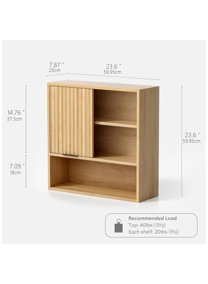 دوهوان خزانة أدوية حديثة مزخرفة، خزانة حمام بباب منزلق مع رف قابل للتعديل، خزانة خشبية مثبتة على الحائط للمطبخ وغرفة الطعام وغرفة المعيشة - Image 2