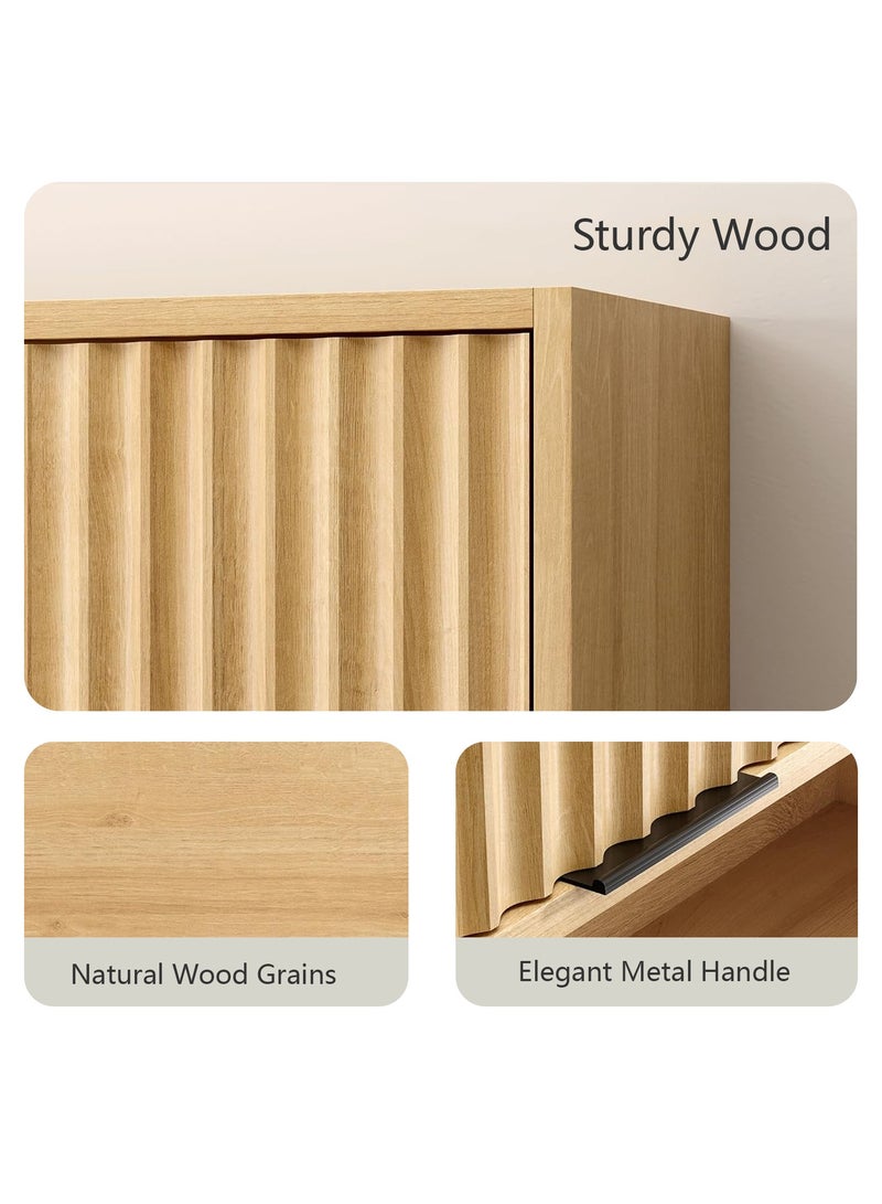 دوهوان خزانة أدوية حديثة مزخرفة، خزانة حمام بباب منزلق مع رف قابل للتعديل، خزانة خشبية مثبتة على الحائط للمطبخ وغرفة الطعام وغرفة المعيشة - Image 5