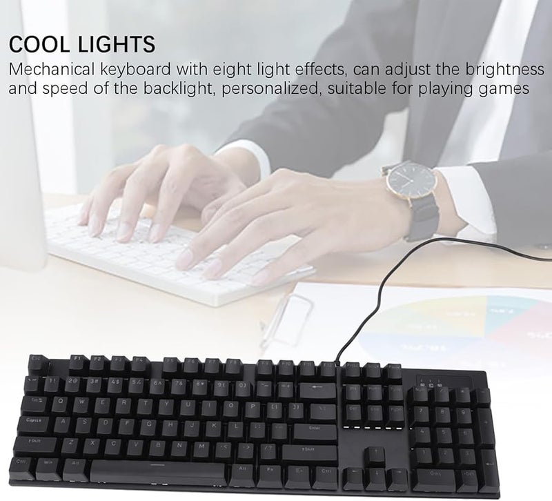 لوحة مفاتيح ZJchao الميكانيكية للألعاب بمفتاح Blue Switch، 104 مفتاح مع إضاءة خلفية للمكتب - Image 4