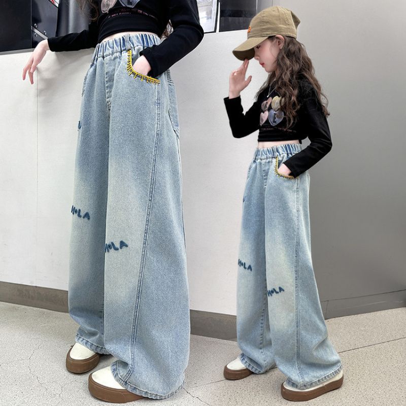 Quality Original Large Girls' Jeans 2025 Western Casual Children'S Straight Pants Loose - Image 5