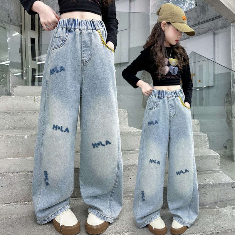 Quality Original Large Girls' Jeans 2025 Western Casual Children'S Straight Pants Loose - Image 4