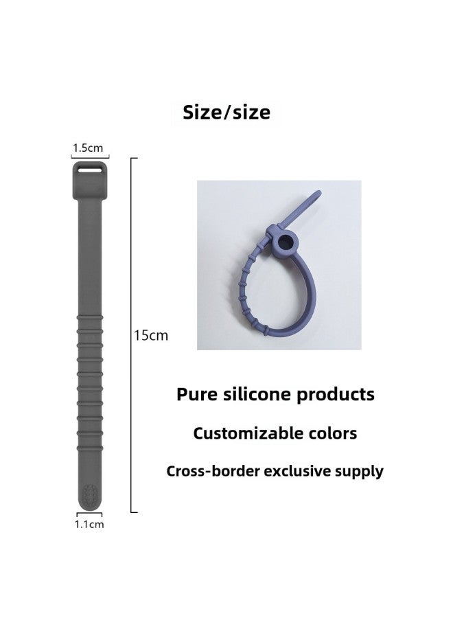 Loquat 15cm Power Cord Cable Tie Silicone Organizer Hair Dryer Storage Cable Tie Winder Wire Strap Fixer-Color:Gray - Image 3