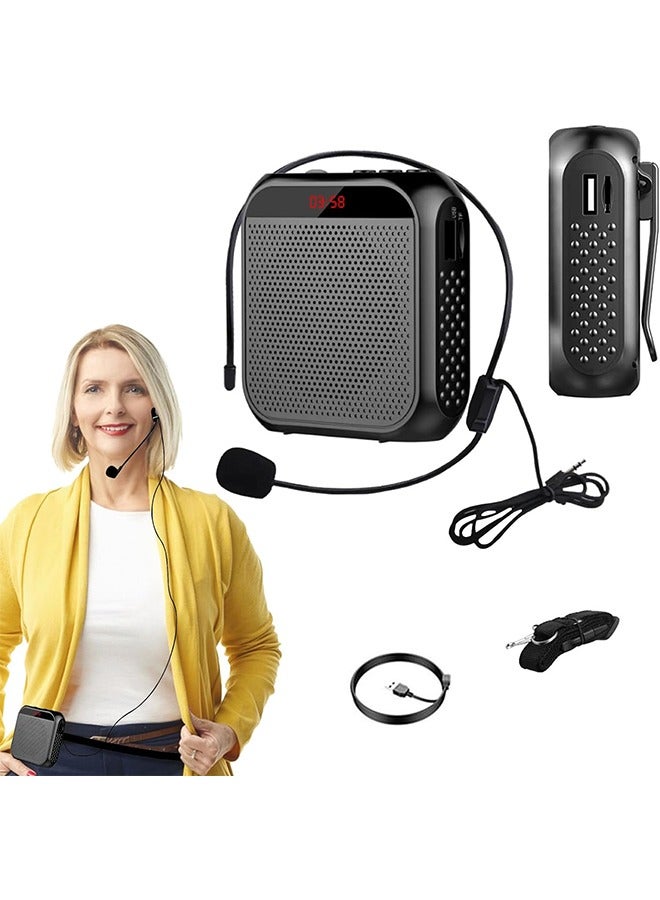 Arabest Voice Amplifier with Wired Microphone Headset, Personal Microphone Speech Amplifier, Loudspeaker for Teachers, Tour Guides/Coaches Metting/Yoga/Fitness (Black)  - Image 1