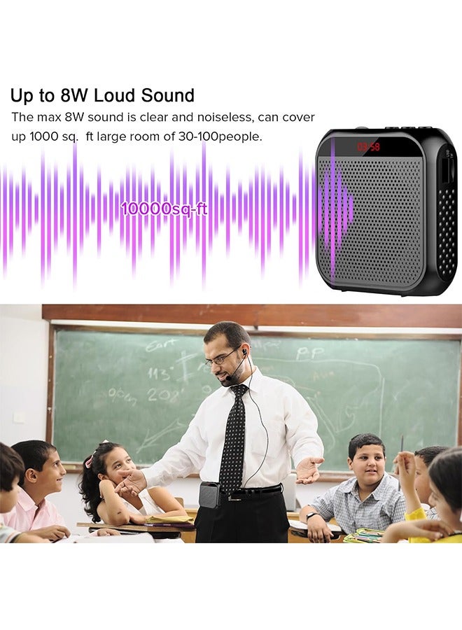 Arabest Voice Amplifier with Wired Microphone Headset, Personal Microphone Speech Amplifier, Loudspeaker for Teachers, Tour Guides/Coaches Metting/Yoga/Fitness (Black)  - Image 2