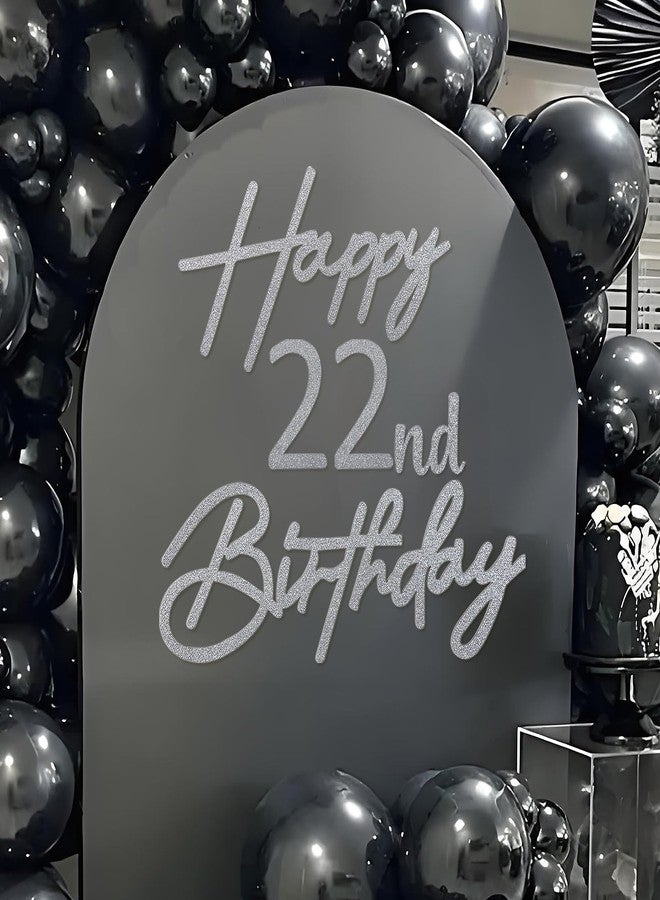 MASTRON Happy Birthday with 0-9 Numbers Sign for Backdrop - Glitter Felt Custom Age Happy Birthday Decal for Balloon Arch Birthday Decorations Baby Shower - Silver - Image 1