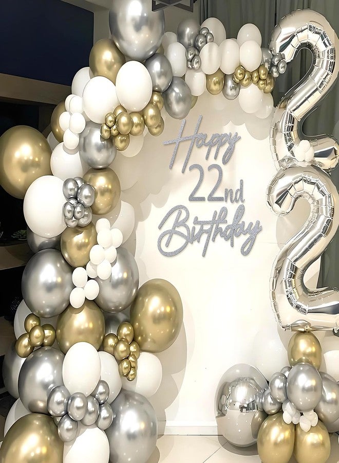 MASTRON Happy Birthday with 0-9 Numbers Sign for Backdrop - Glitter Felt Custom Age Happy Birthday Decal for Balloon Arch Birthday Decorations Baby Shower - Silver - Image 4