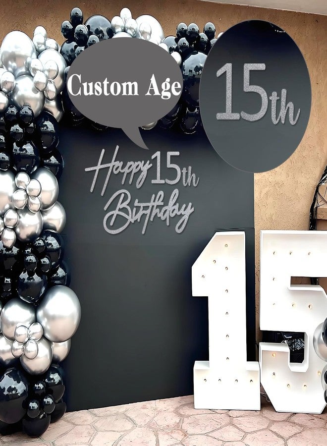MASTRON Happy Birthday with 0-9 Numbers Sign for Backdrop - Glitter Felt Custom Age Happy Birthday Decal for Balloon Arch Birthday Decorations Baby Shower - Silver - Image 3