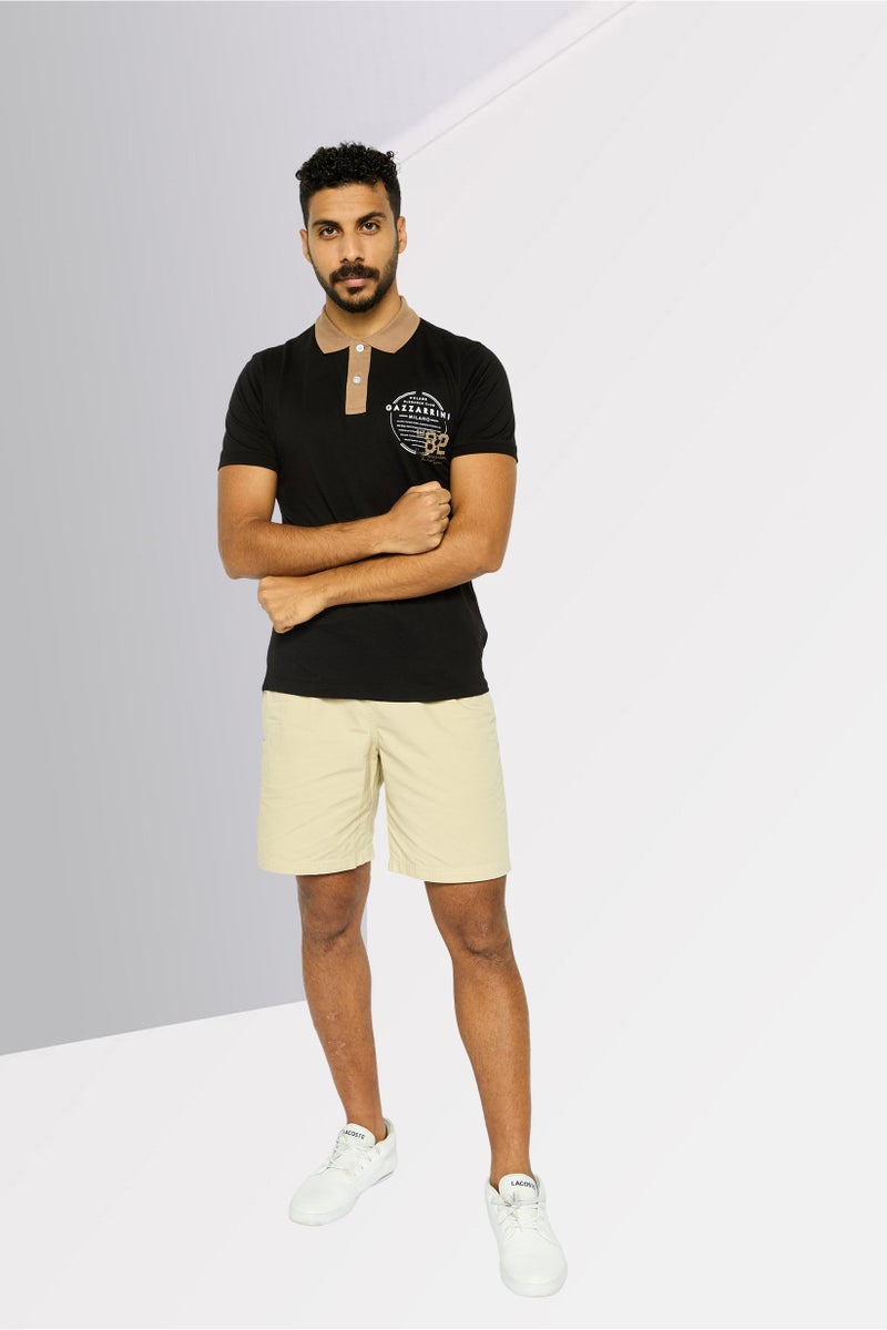 Gazzarrini Men Regular Fit Graphic Print  Short Sleeves Polo Shirt, Black - Image 2