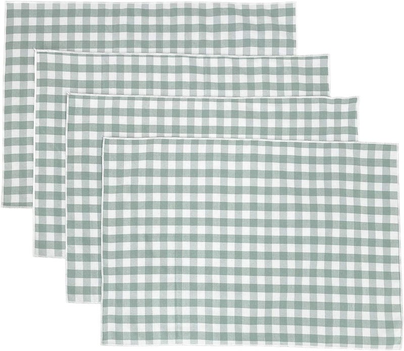 Fennco Styles Fennco Styles Handmade Checkered Reversible Placemats 14 W x 20 L Set of 4  Sage Checked Farmhouse Table Mats for Dining Table Banquets Family Gathering and Special Occasion - Image 2