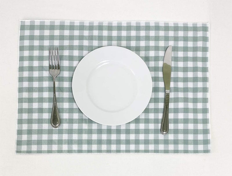 Fennco Styles Fennco Styles Handmade Checkered Reversible Placemats 14 W x 20 L Set of 4  Sage Checked Farmhouse Table Mats for Dining Table Banquets Family Gathering and Special Occasion - Image 3