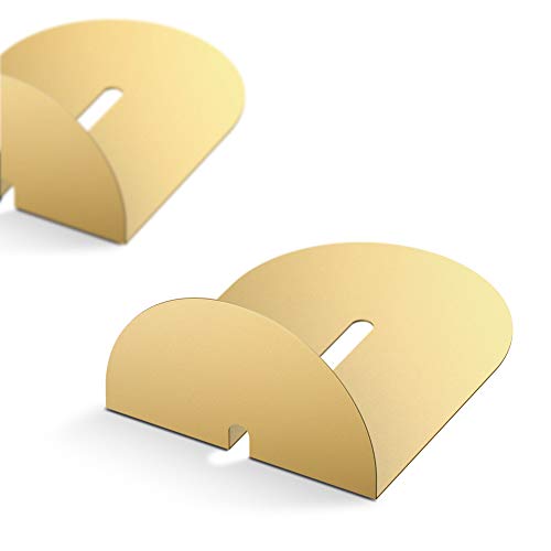Ondeam Runway Gold Bookends for Books,1 Pair Metal Book Holders for Office Shelves Adults & Kids Gift(Gold) - Image 4