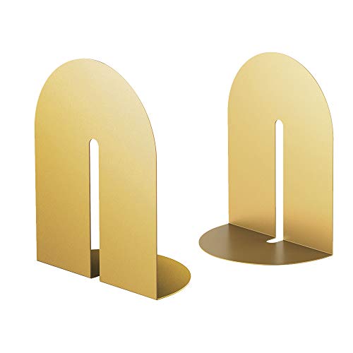 Ondeam Runway Gold Bookends for Books,1 Pair Metal Book Holders for Office Shelves Adults & Kids Gift(Gold) - Image 1