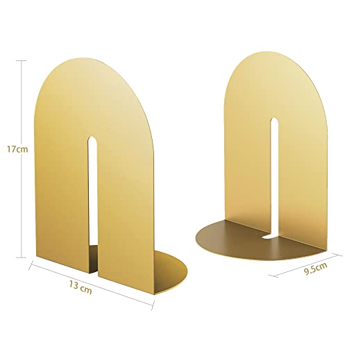 Ondeam Runway Gold Bookends for Books,1 Pair Metal Book Holders for Office Shelves Adults & Kids Gift(Gold) - Image 3