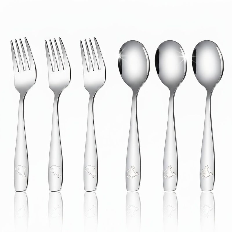 Silvery Ocean Themed Stainless Steel Cutlery Set 4 Piece Spoons And Scoops - Image 1