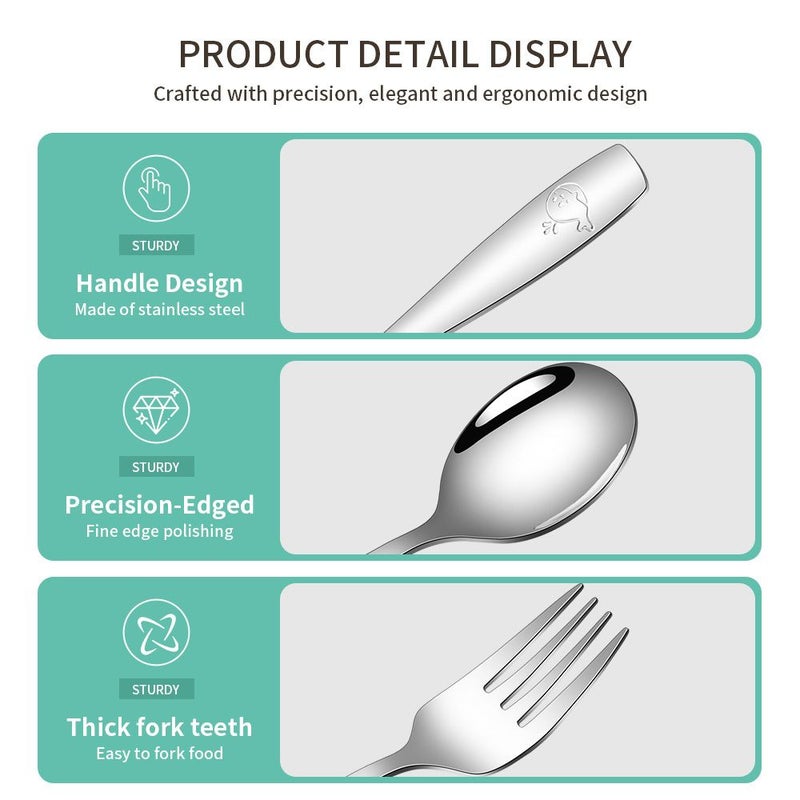 Silvery Ocean Themed Stainless Steel Cutlery Set 4 Piece Spoons And Scoops - Image 2