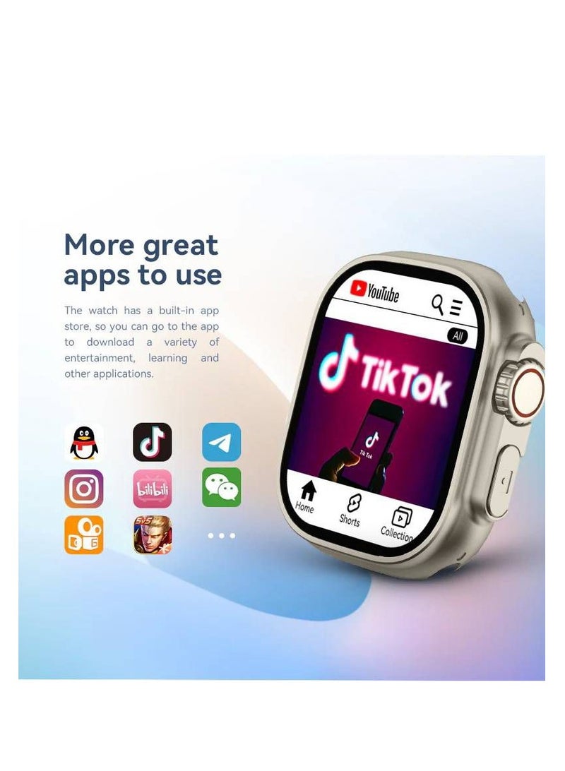 5G Android Smartwatch EZ1 Ultra 2 With Sim and 4Gb Ram 64Gb Rom Dual camera 3 set Strap - Black