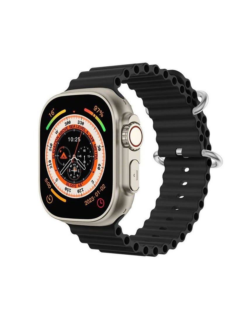 5G Android Smartwatch EZ1 Ultra 2 With Sim and 4Gb Ram 64Gb Rom Dual camera 3 set Strap - Black