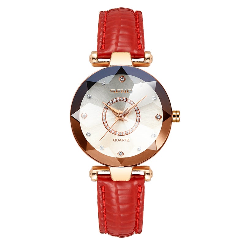 Hot Selling Ocean Heart Quartz Watch for Women with Diamond-Encrusted Steel Band, Waterproof