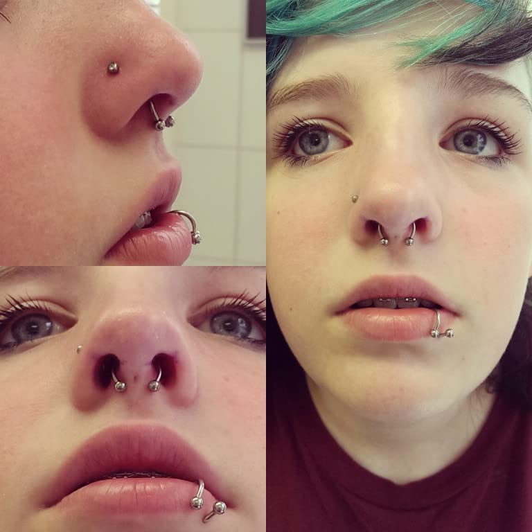 D.Bella 14G Horseshoe Rings Surgical Steel Nose Septum Horseshoe Hoop Earring Eyebrow Tragus Lip Rings Daith Helix Piercing Jewelry for Women Men 6-12mm Smily Piercing Jewelry - Image 5