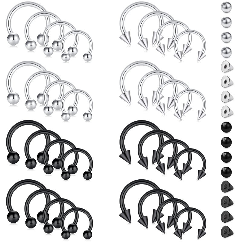 D.Bella 14G Horseshoe Rings Surgical Steel Nose Septum Horseshoe Hoop Earring Eyebrow Tragus Lip Rings Daith Helix Piercing Jewelry for Women Men 6-12mm Smily Piercing Jewelry - Image 1